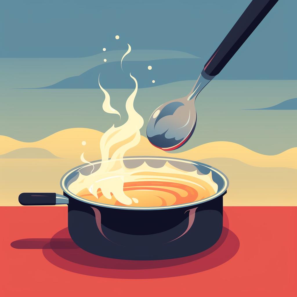 Oil being poured into a heated pan