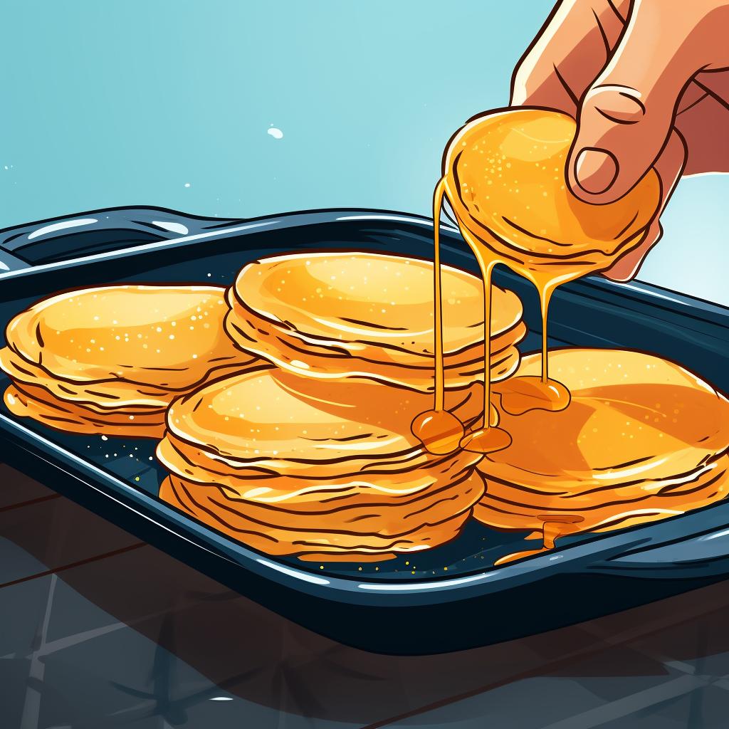 Pancakes being served from the baking sheet