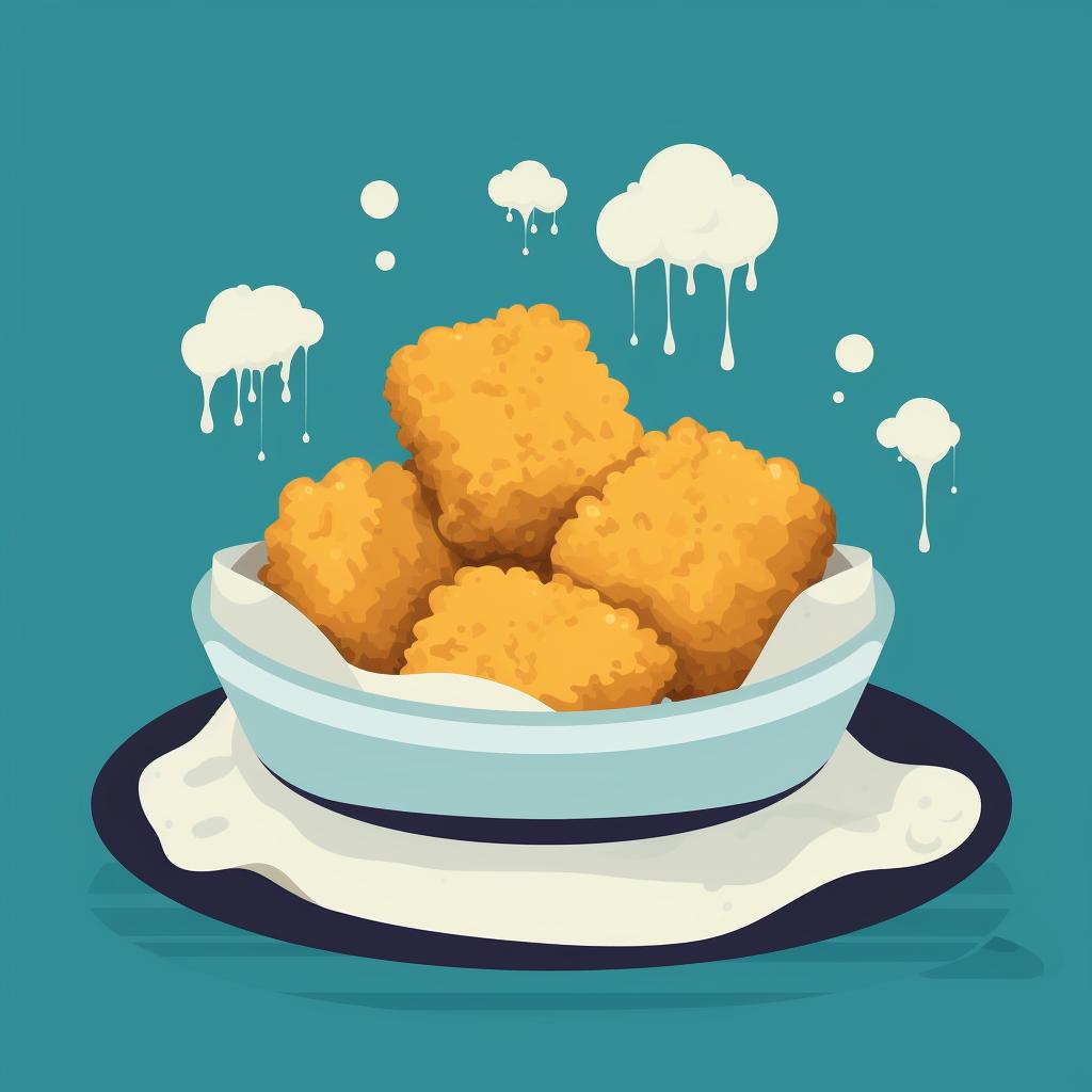 Nuggets being drained on a paper towel