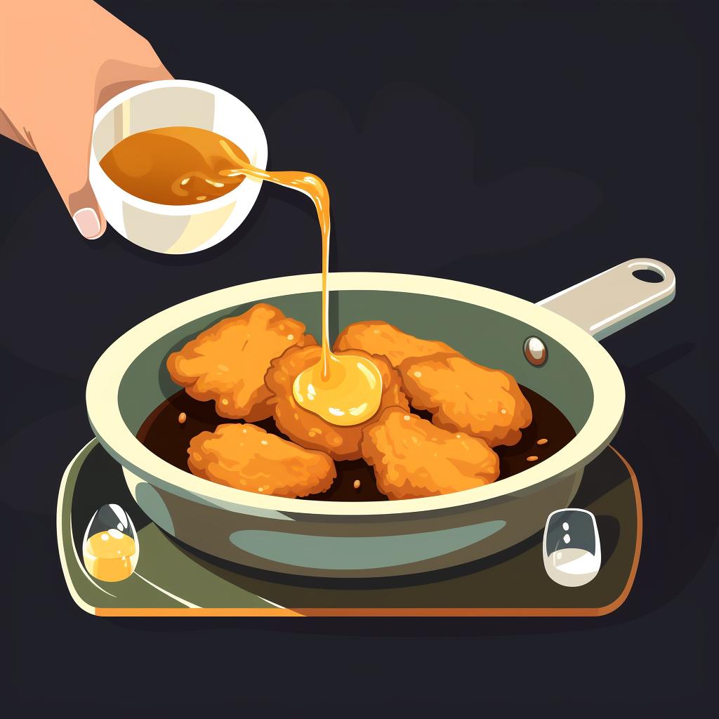 Nuggets being placed in a pan with oil