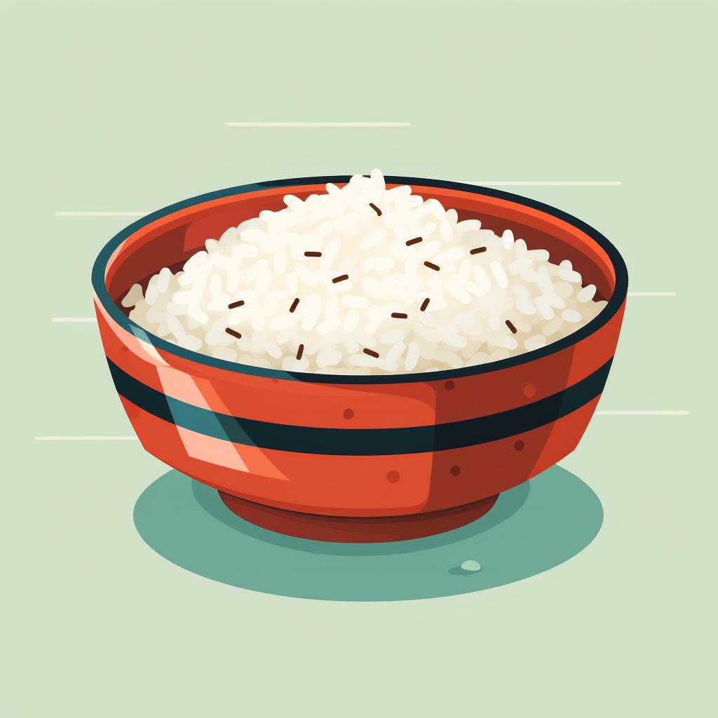 A bowl of rice portioned out for reheating.
