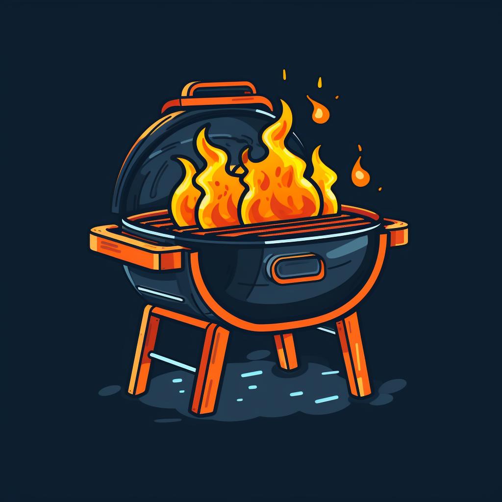 Grill with flames, indicating it's preheating