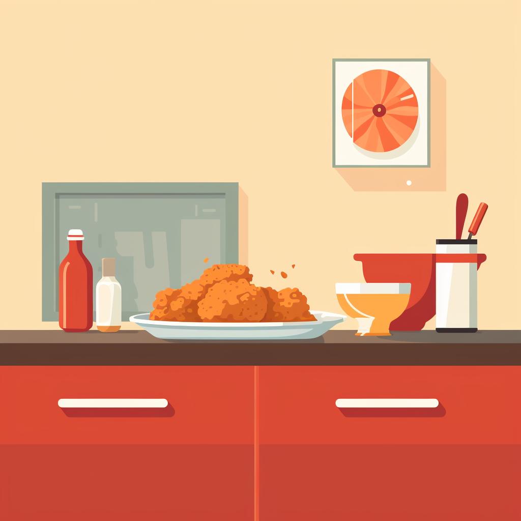 Fried chicken resting on a kitchen counter