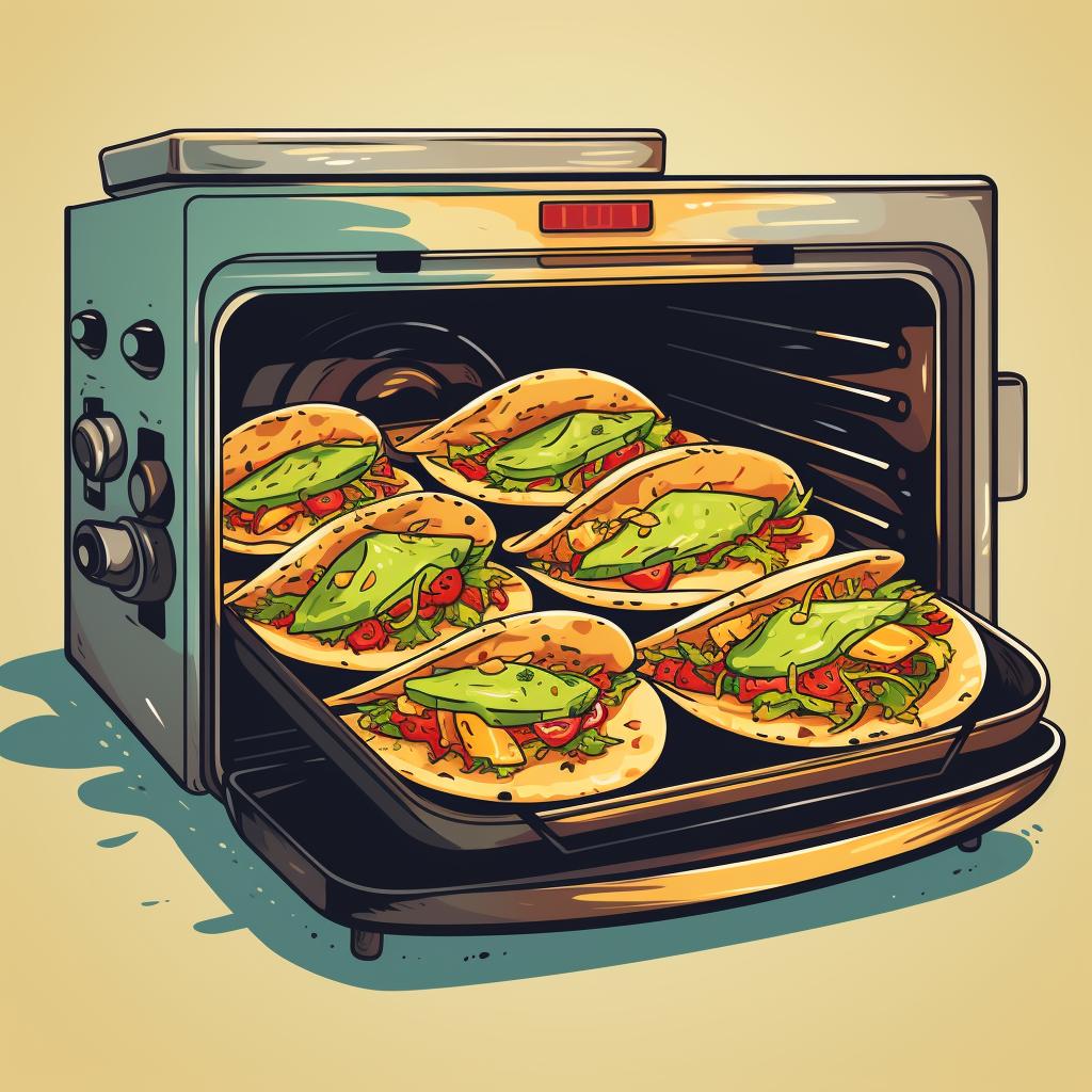 Tacos being baked in the oven