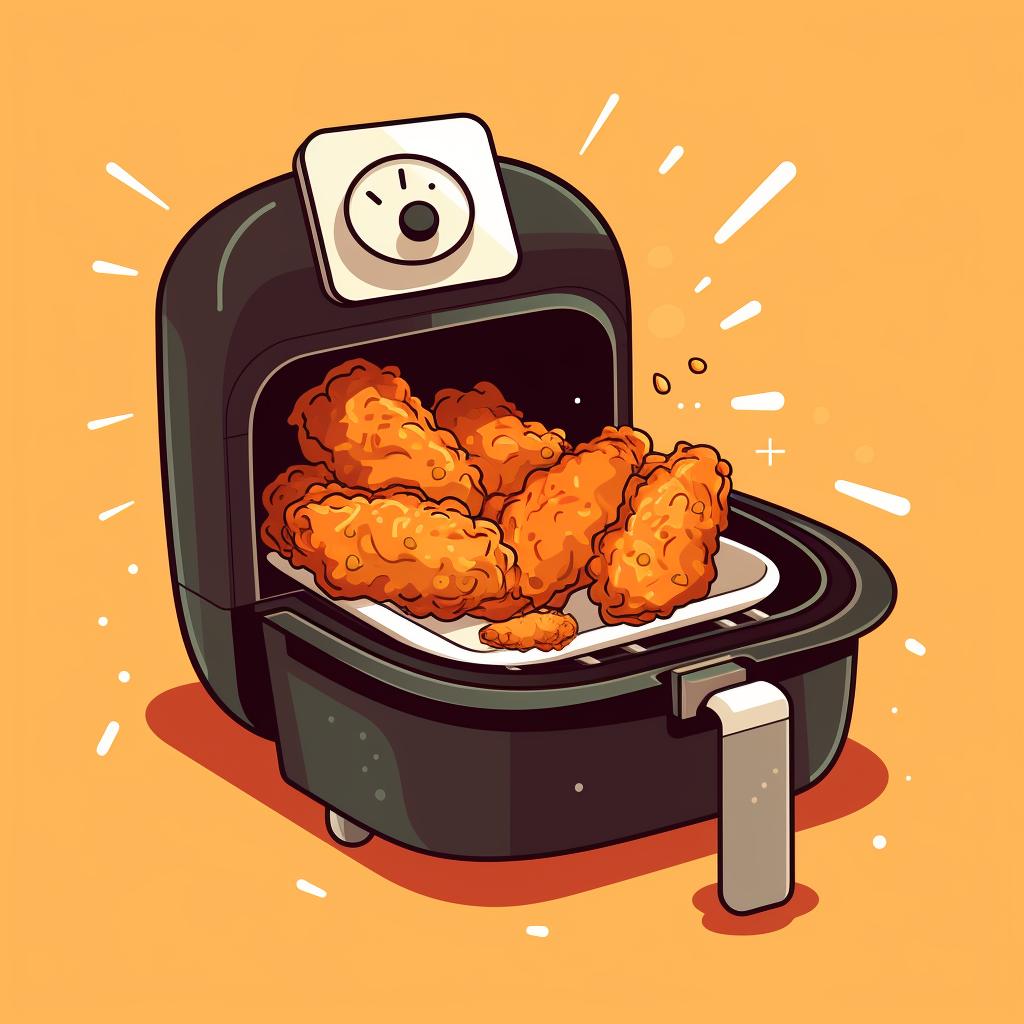 Fried chicken being reheated in an air fryer