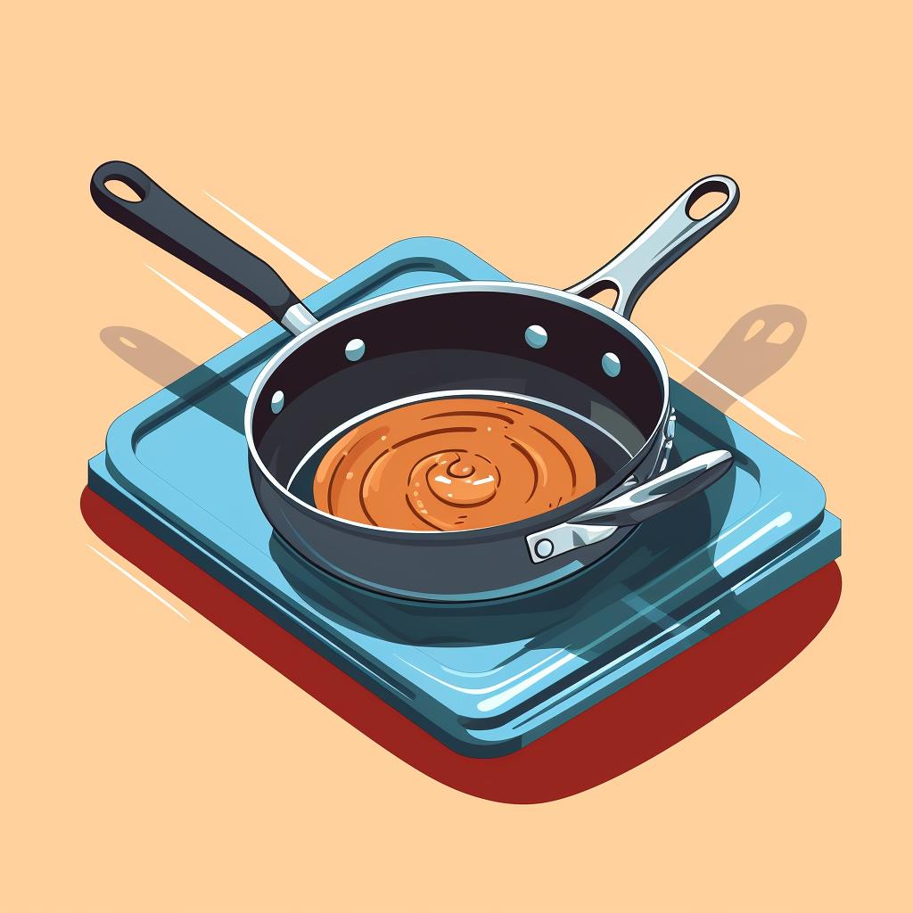 Non-stick pan on a stove set to medium heat