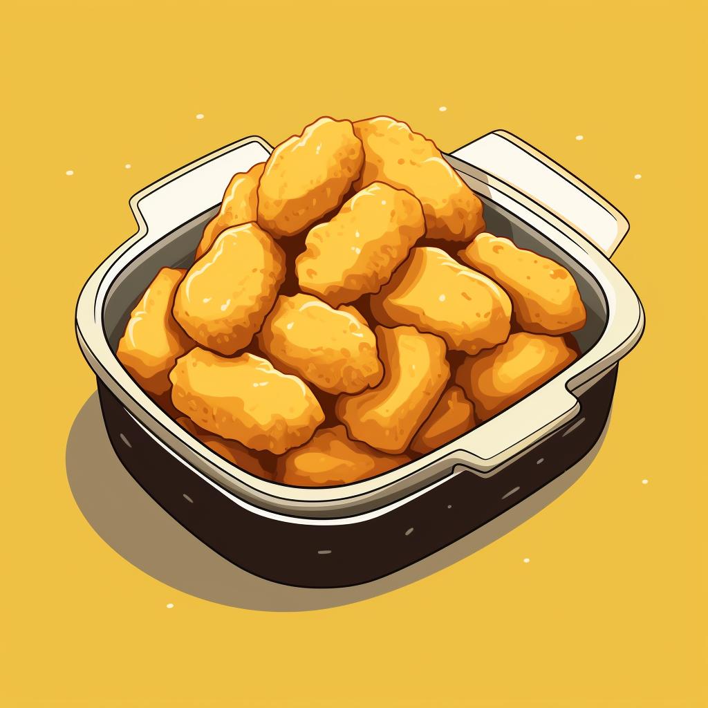 Nuggets covered with a microwave-safe lid