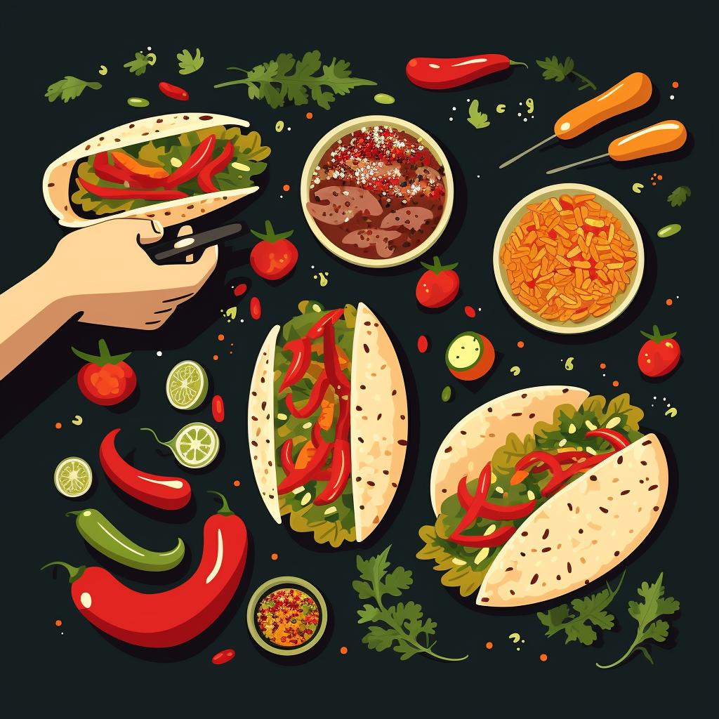 Hands reassembling a taco with warm meat and cold toppings