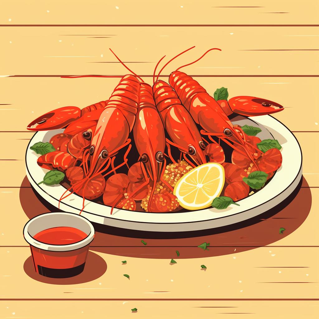 Steamed crawfish being served on a plate