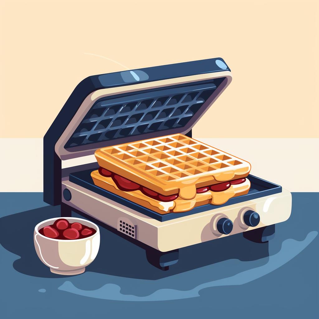 Waffles being placed in a toaster oven