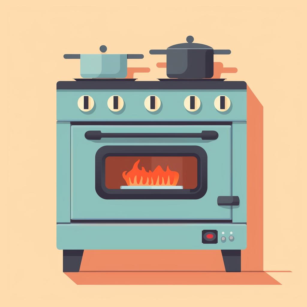 A stove being preheated on a low to medium setting